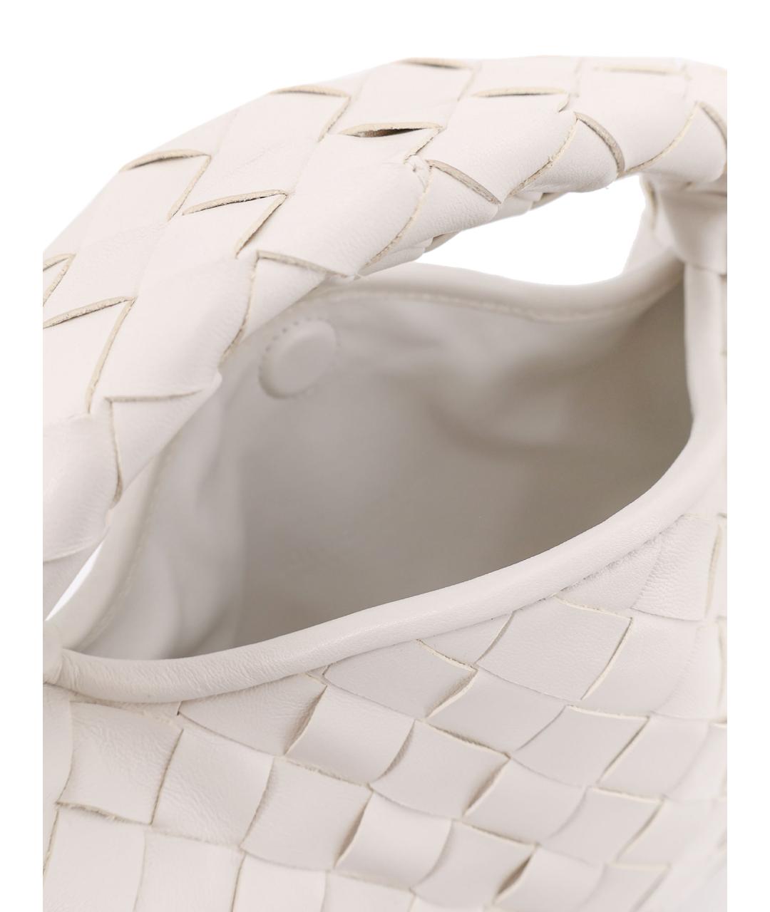 BOTTEGA VENETA Белая кожаная сумка с короткими ручками, фото 4