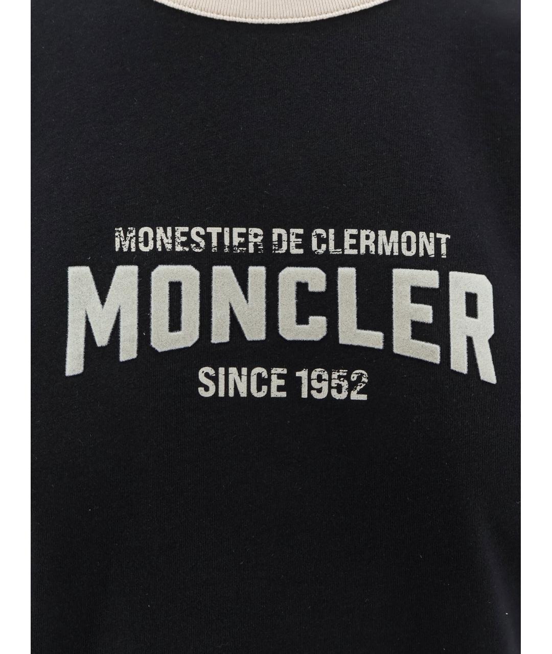 MONCLER Черная хлопковая футболка, фото 3