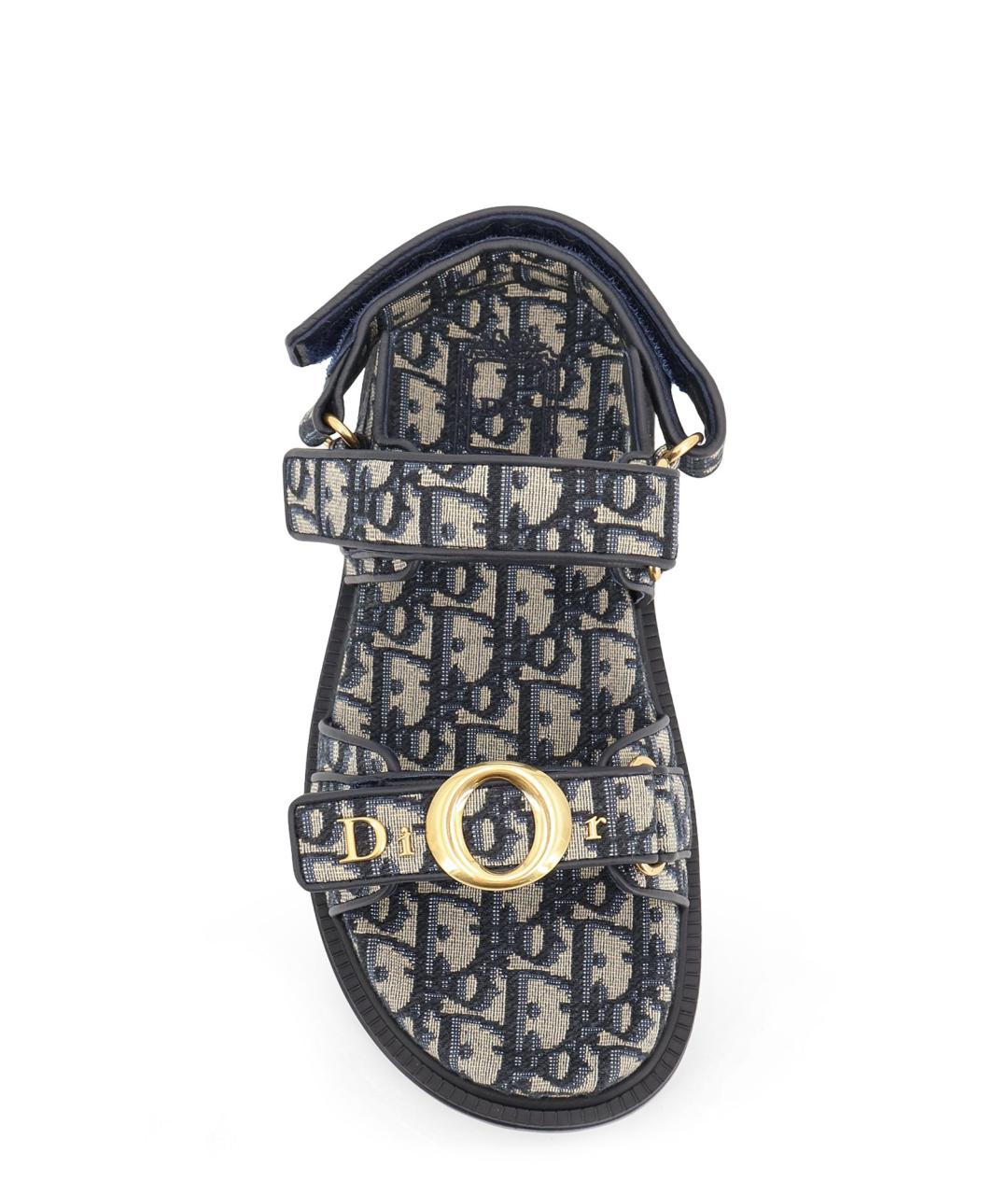 CHRISTIAN DIOR Синие текстильные босоножки, фото 5