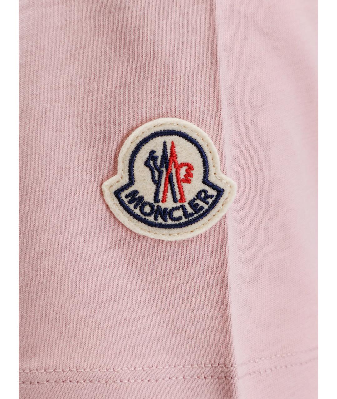 MONCLER Розовая хлопковая футболка, фото 3