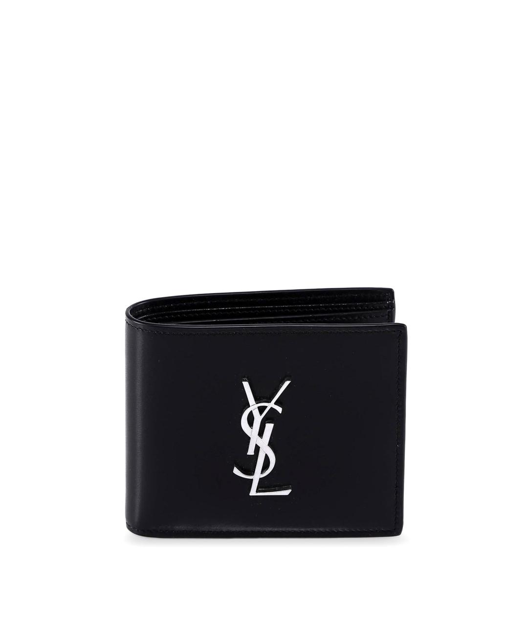 SAINT LAURENT Черный кожаный кошелек, фото 1