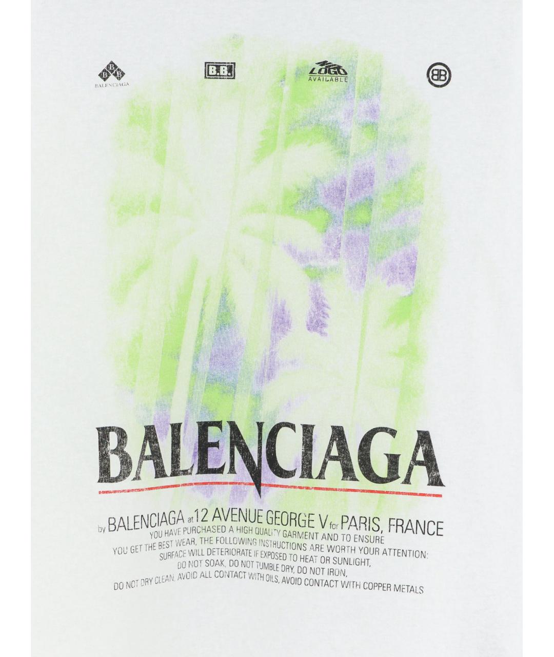 BALENCIAGA Белая хлопковая футболка, фото 3