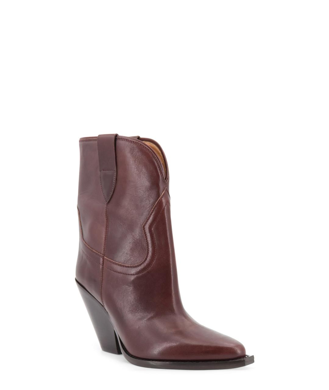 ISABEL MARANT Бордовые кожаные сапоги, фото 2