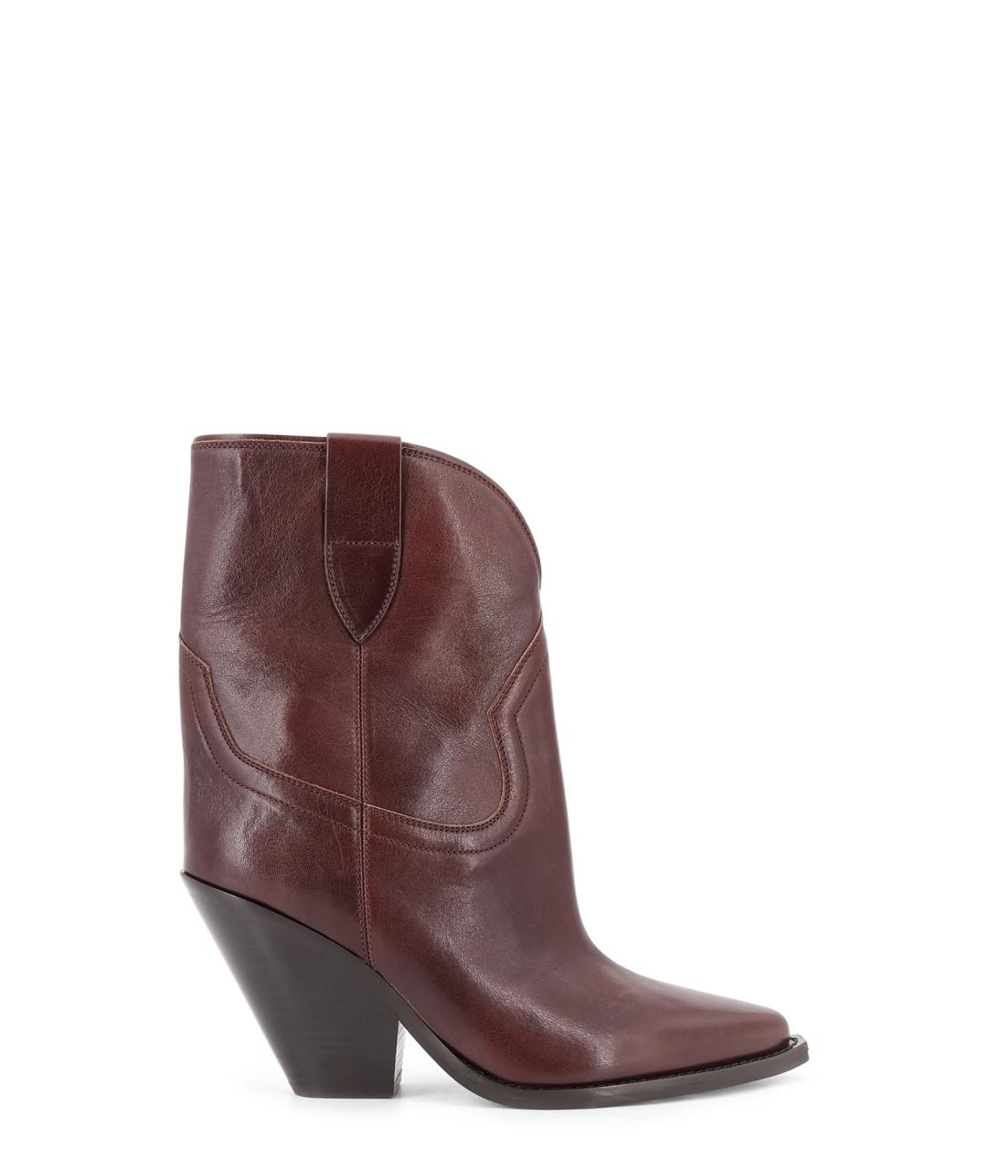 ISABEL MARANT Бордовые кожаные сапоги, фото 1