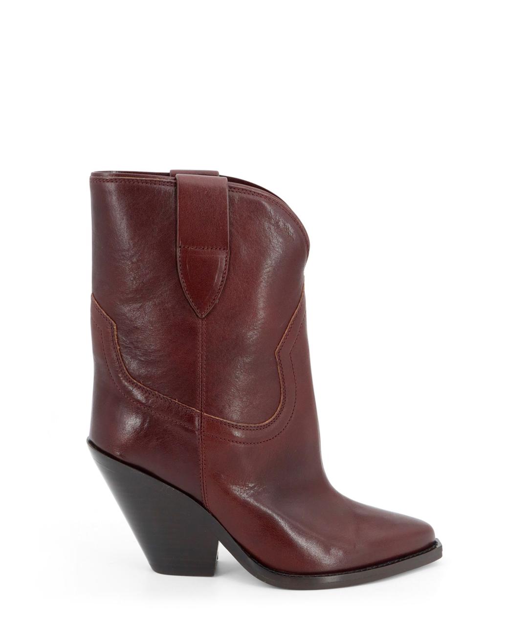 ISABEL MARANT Бордовые кожаные сапоги, фото 4