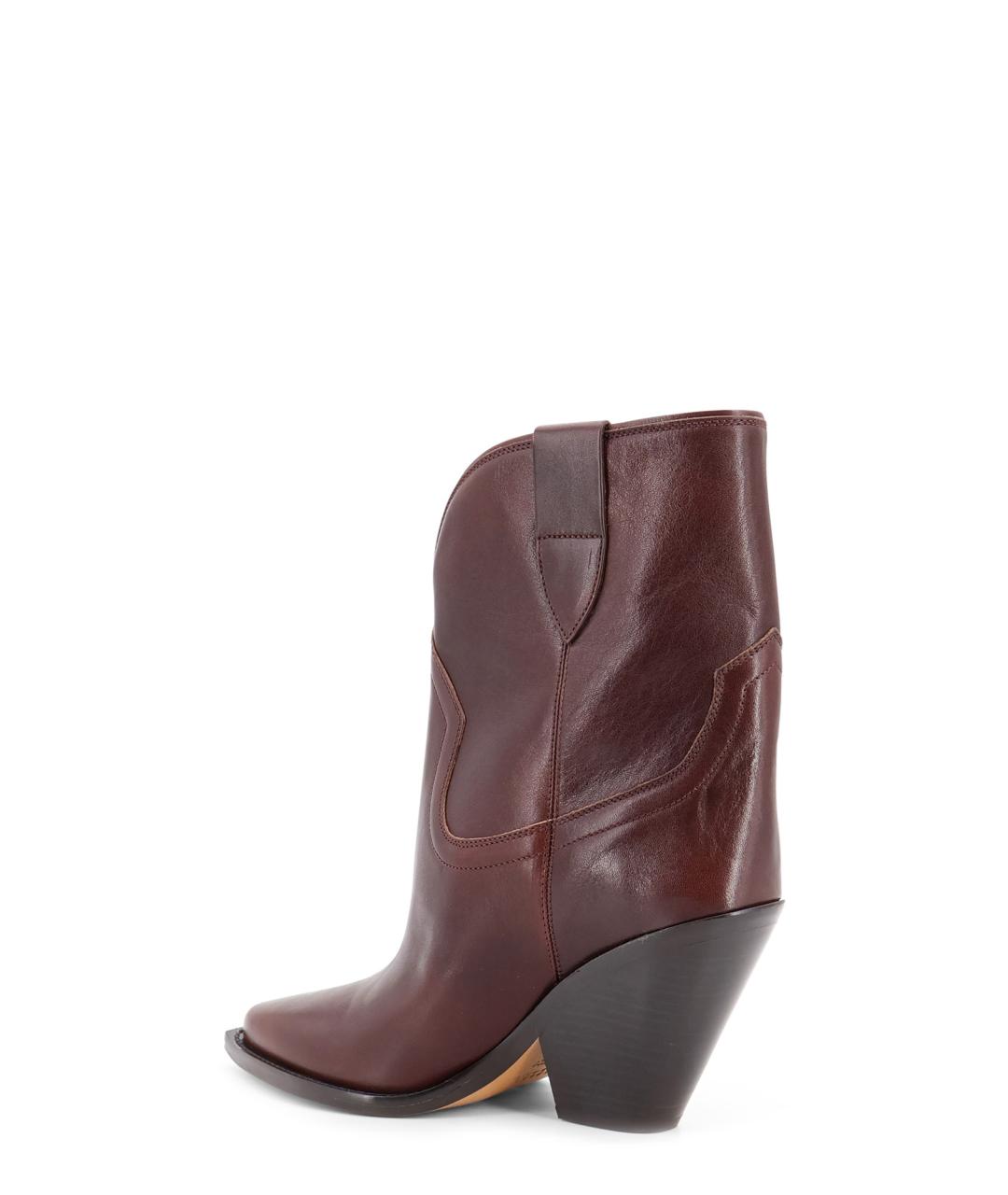 ISABEL MARANT Бордовые кожаные сапоги, фото 3