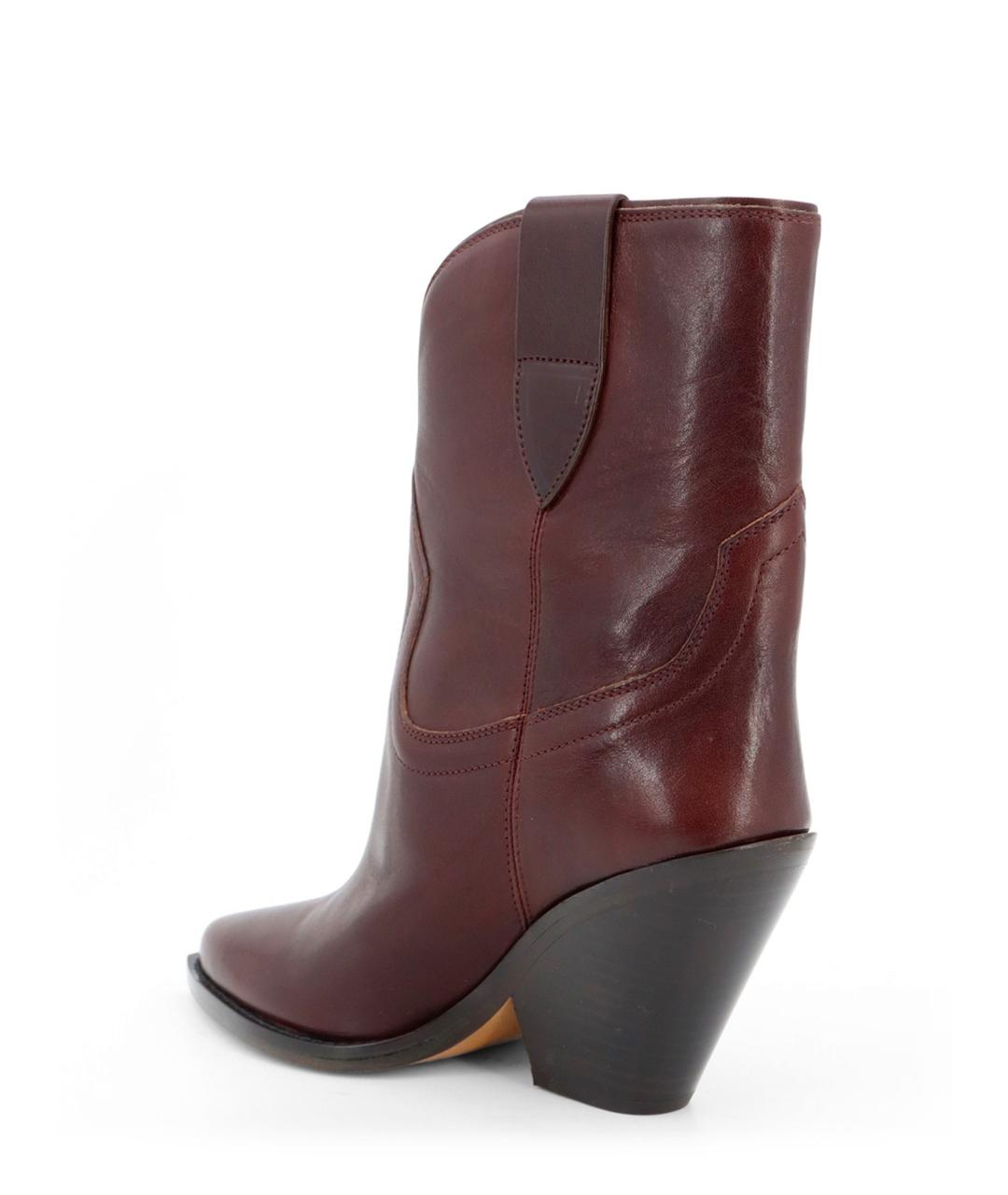 ISABEL MARANT Бордовые кожаные сапоги, фото 6