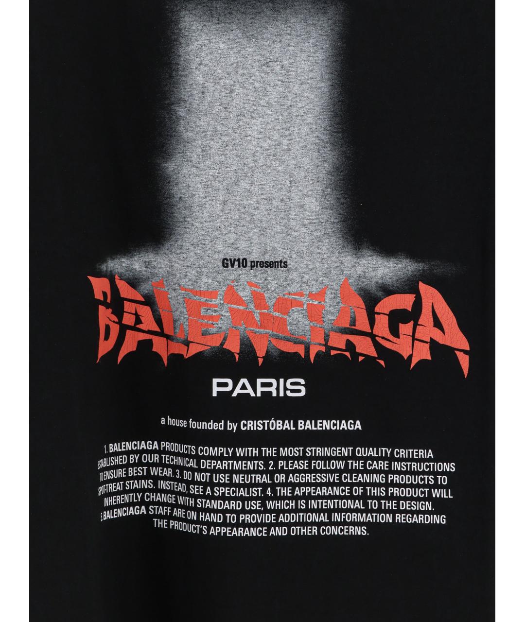 BALENCIAGA Черная хлопковая футболка, фото 3