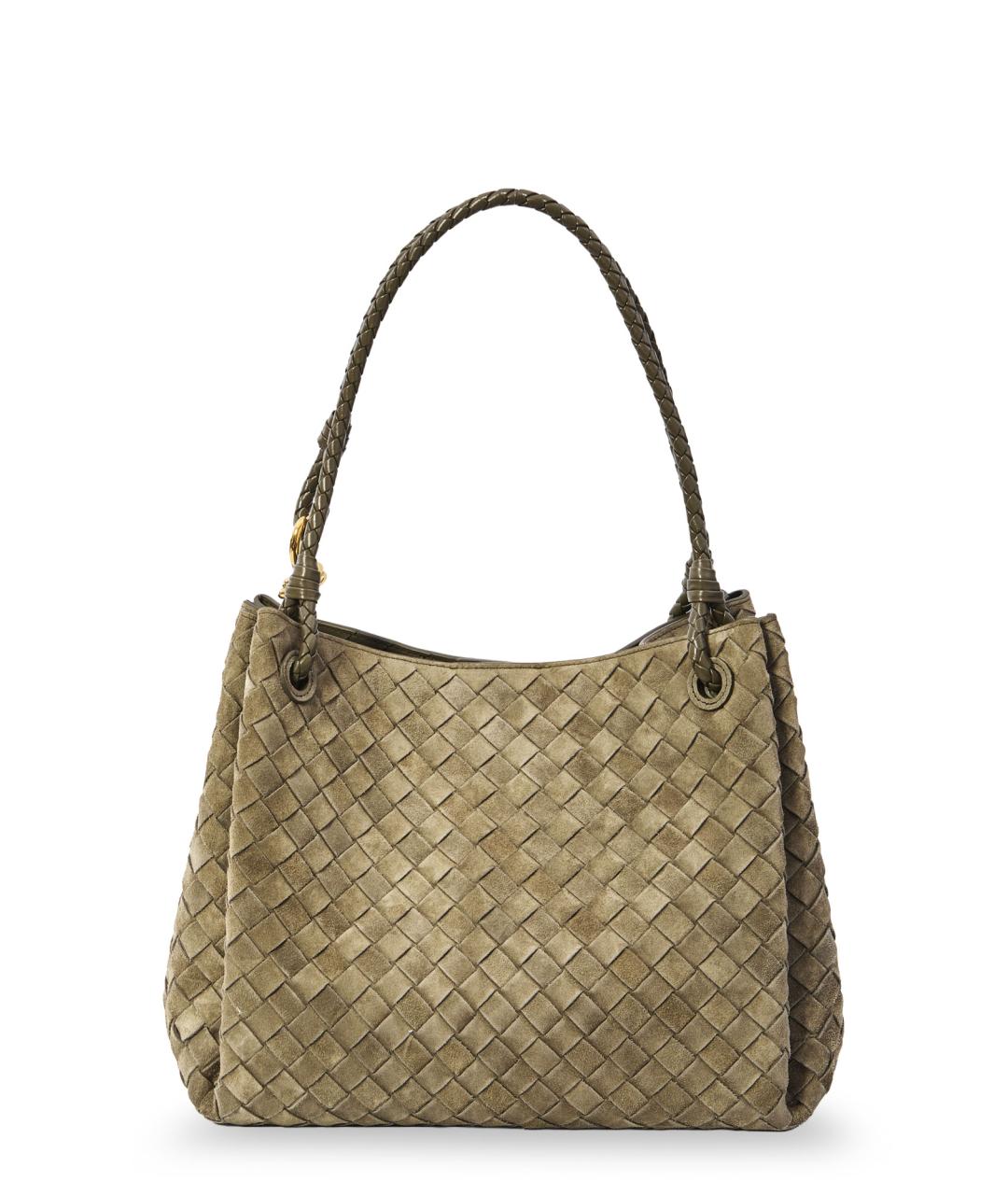 BOTTEGA VENETA Зеленая замшевая сумка тоут, фото 2