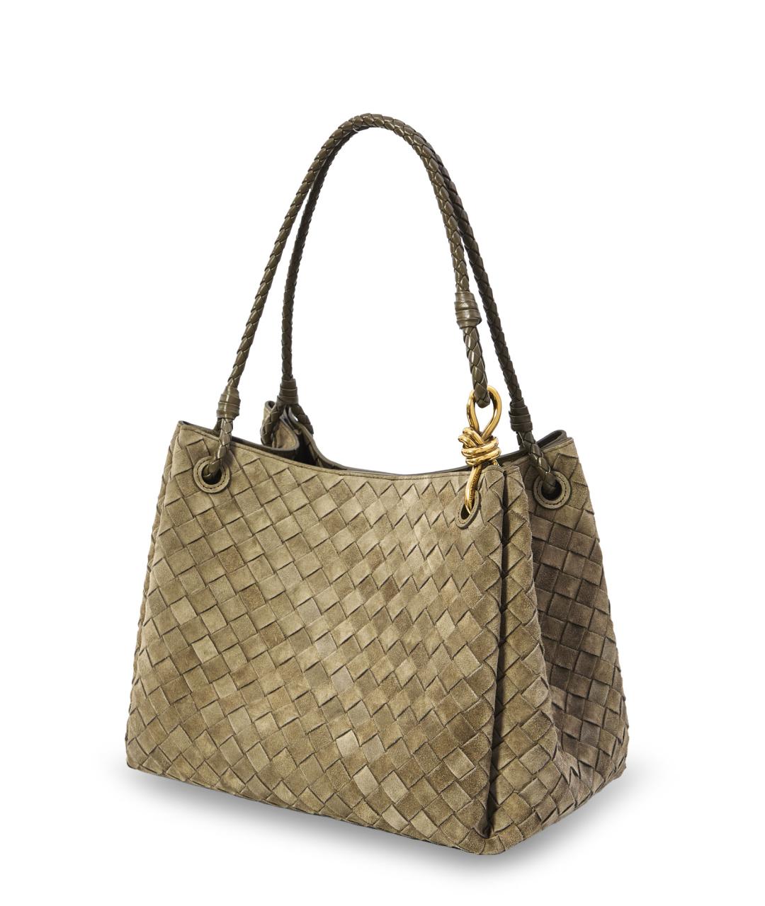 BOTTEGA VENETA Зеленая замшевая сумка тоут, фото 3