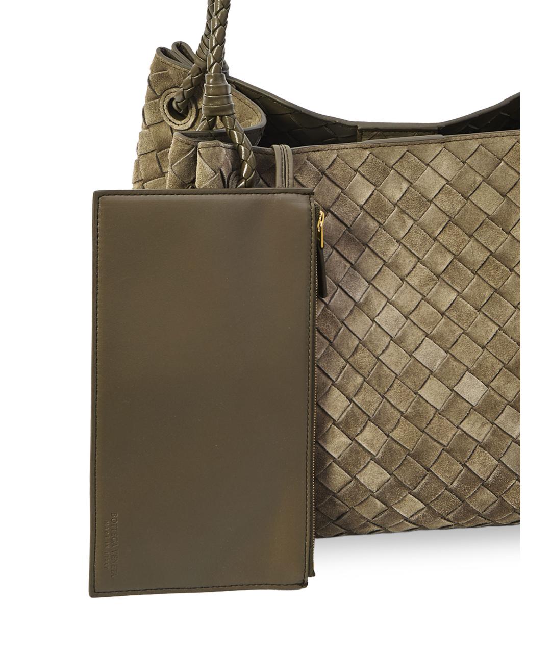 BOTTEGA VENETA Зеленая замшевая сумка тоут, фото 4