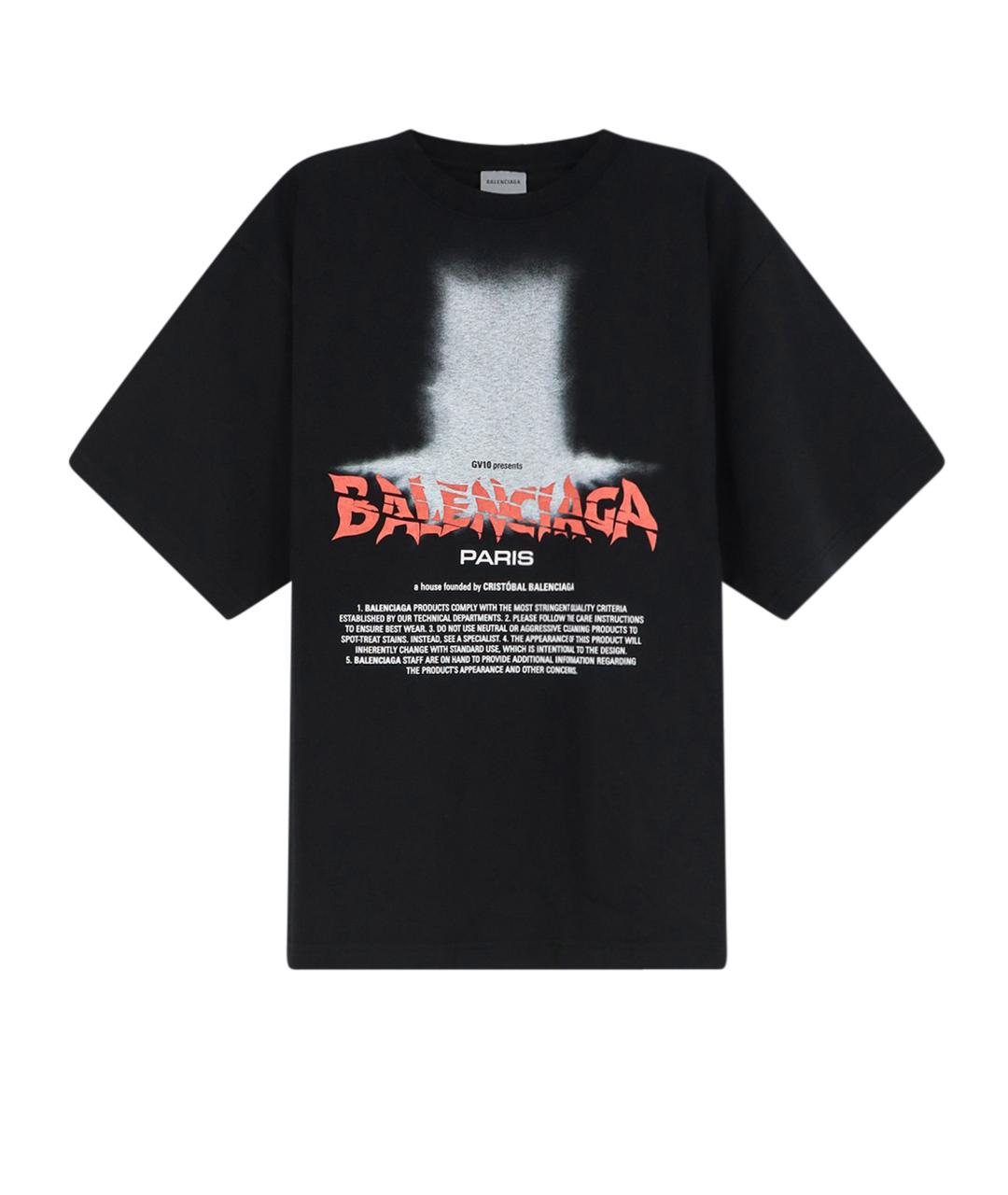 BALENCIAGA Черная хлопковая футболка, фото 1
