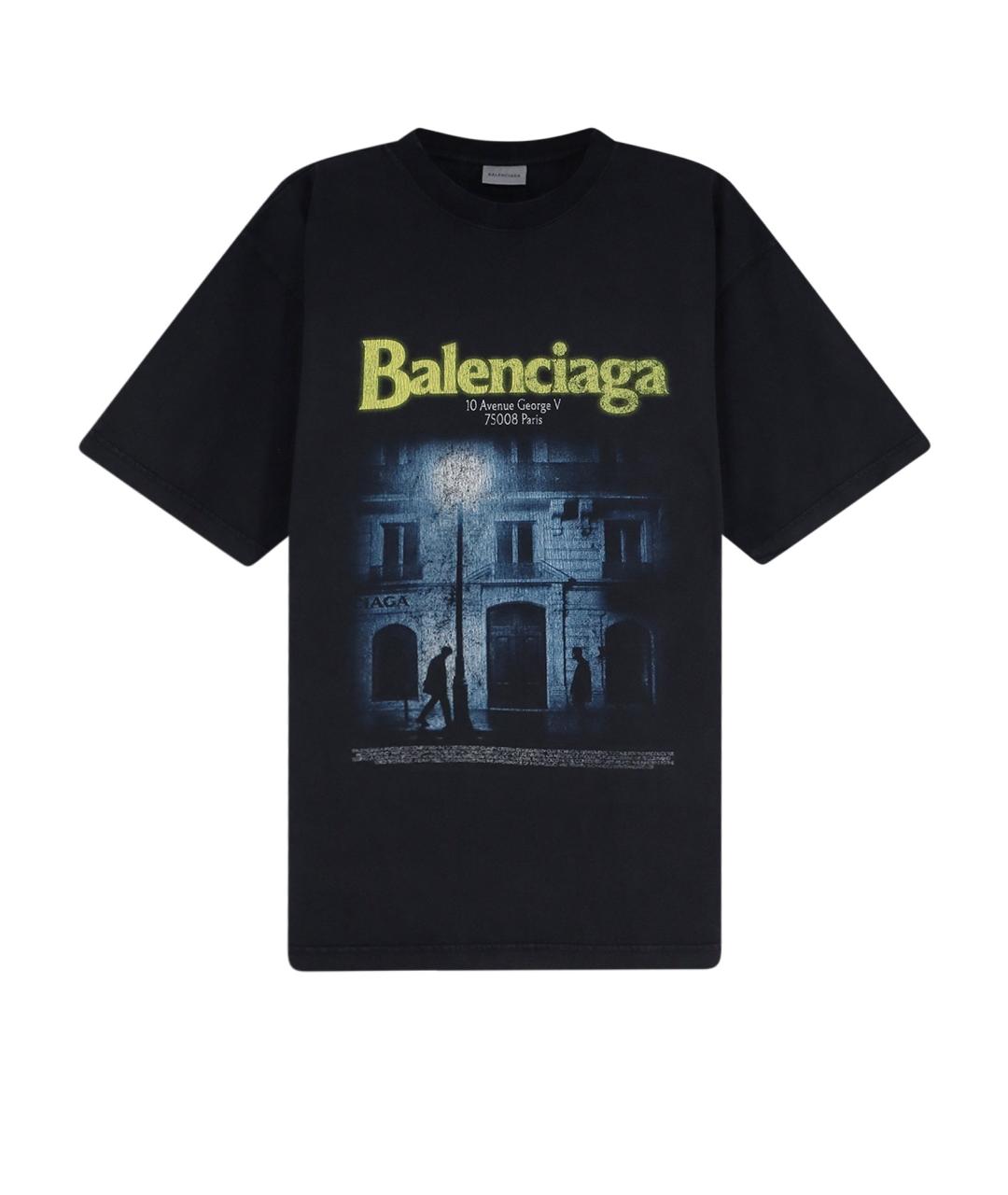 BALENCIAGA Черная хлопковая футболка, фото 1