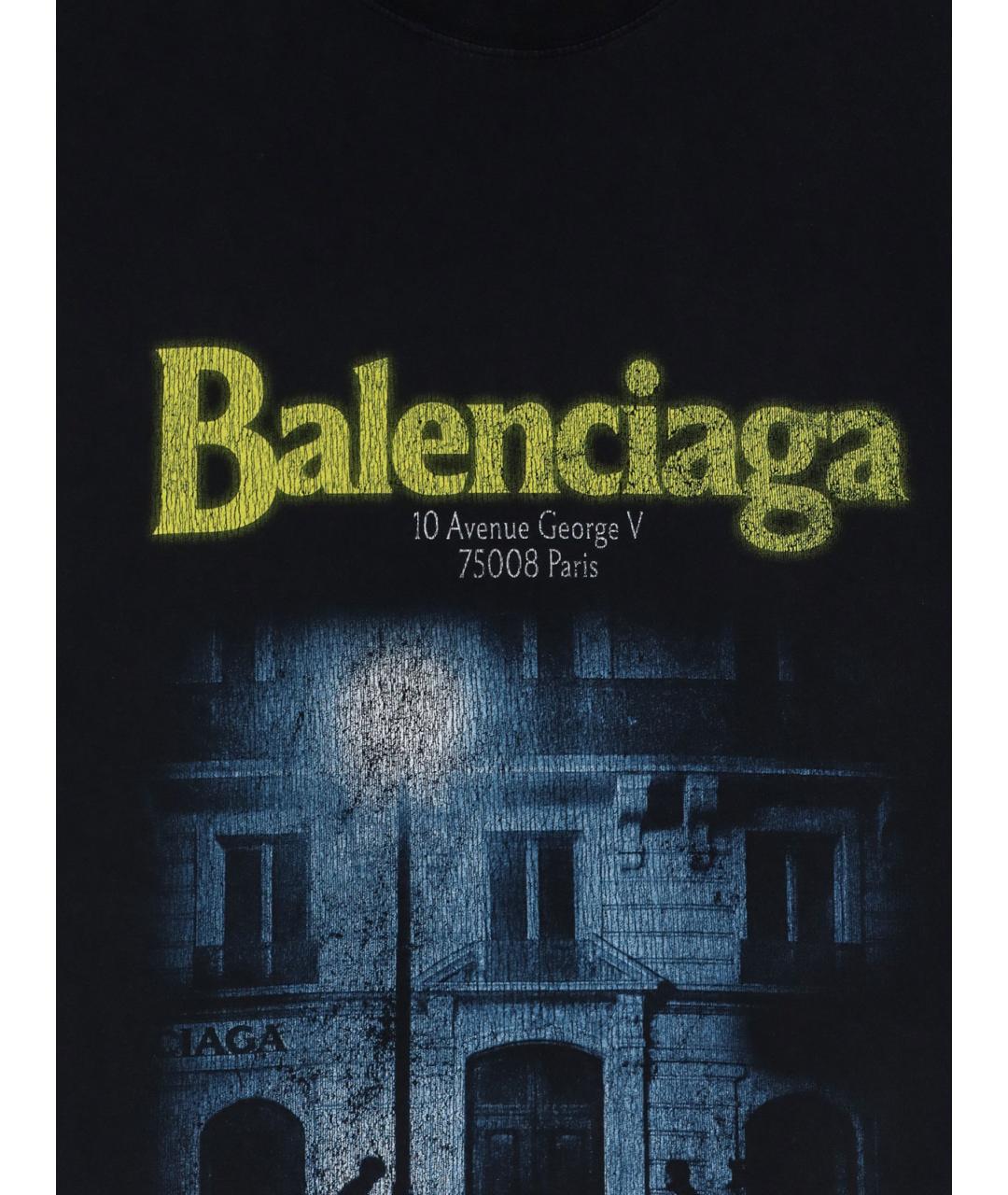 BALENCIAGA Черная хлопковая футболка, фото 3