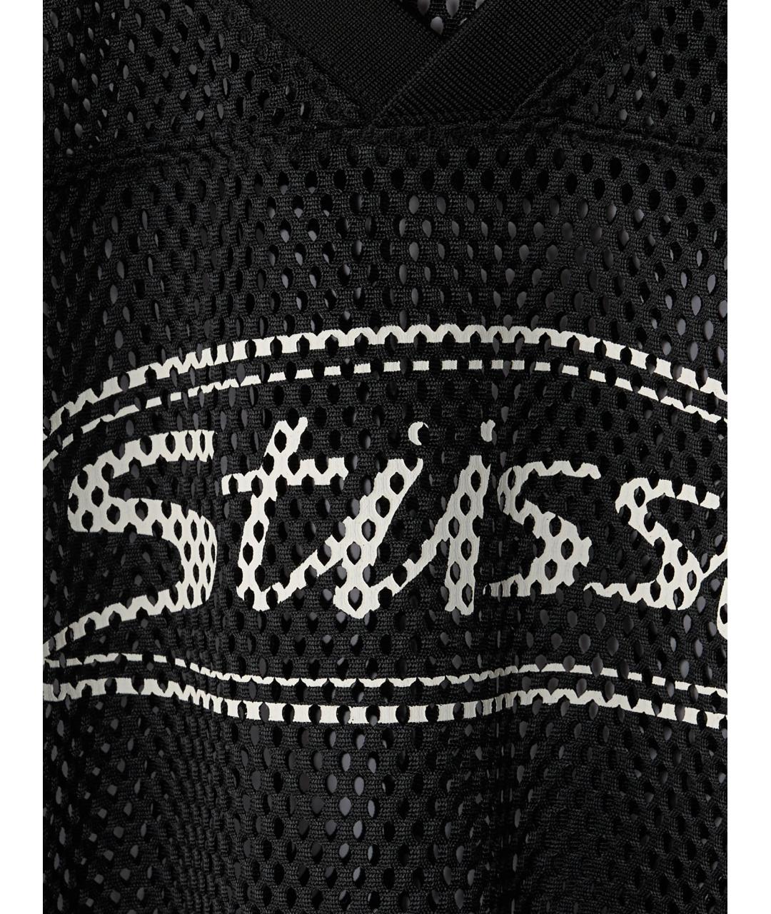 STUSSY Черная хлопко-полиэстеровая футболка, фото 3