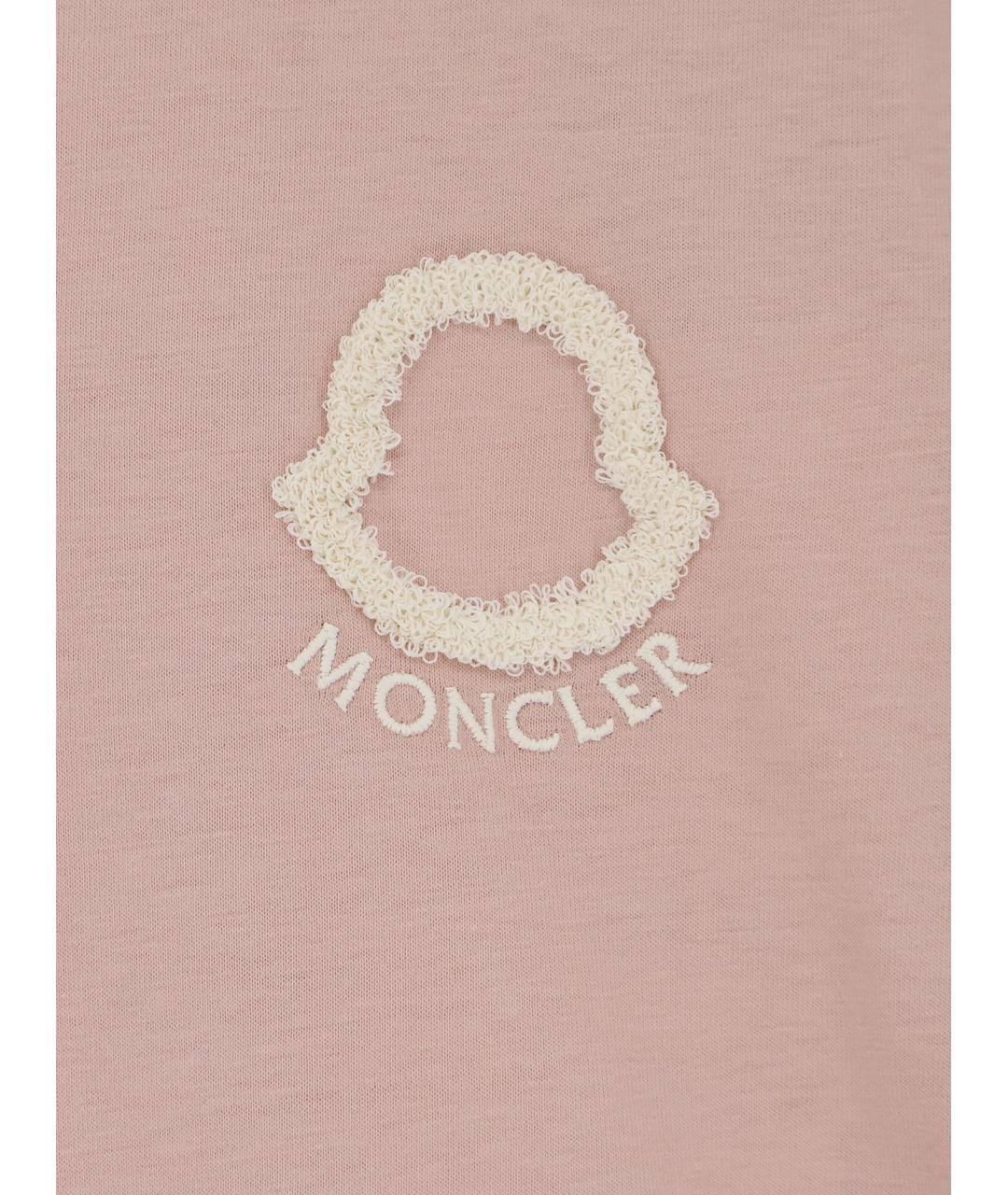MONCLER Розовая хлопковая футболка, фото 3