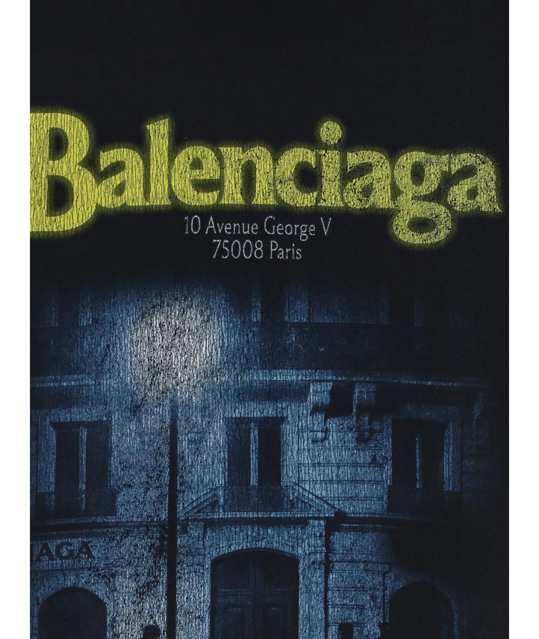 BALENCIAGA Черная хлопковая футболка, фото 3