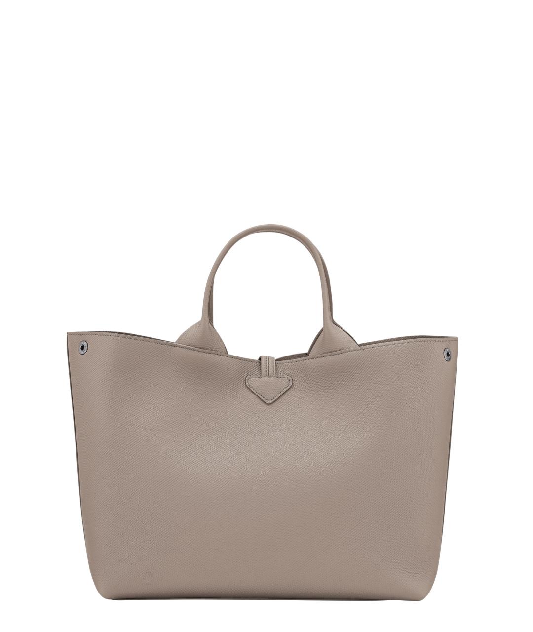 LONGCHAMP Бежевая кожаная сумка тоут, фото 2