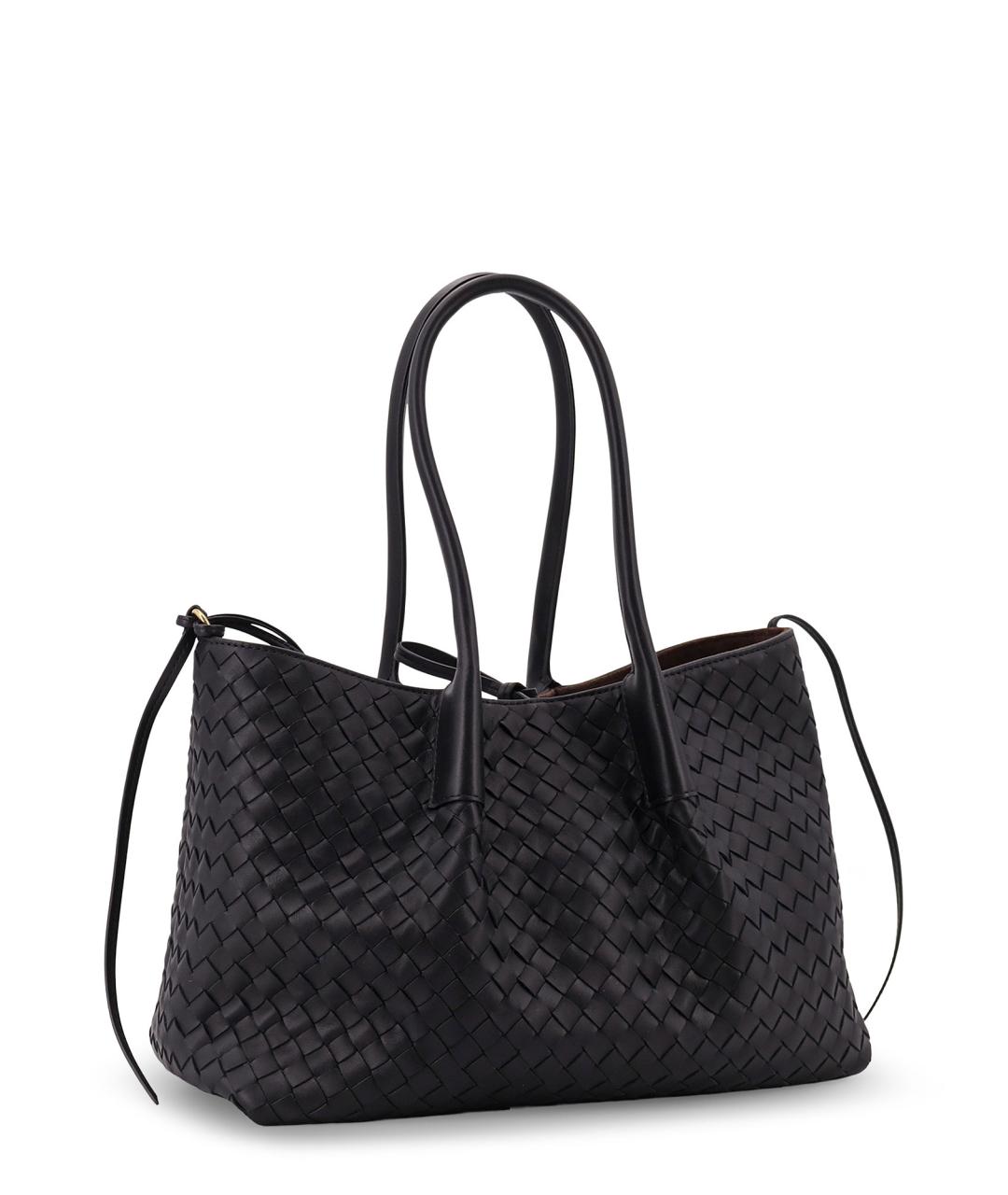 BOTTEGA VENETA Черная кожаная сумка тоут, фото 3