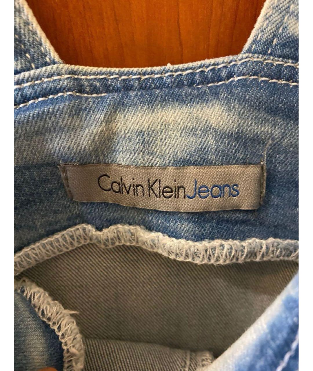CALVIN KLEIN Голубой деним сарафан, фото 4