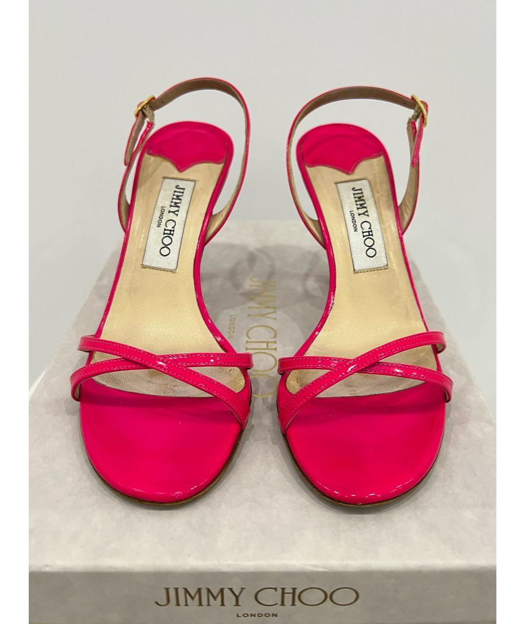 JIMMY CHOO Розовые босоножки из лакированной кожи, фото 3