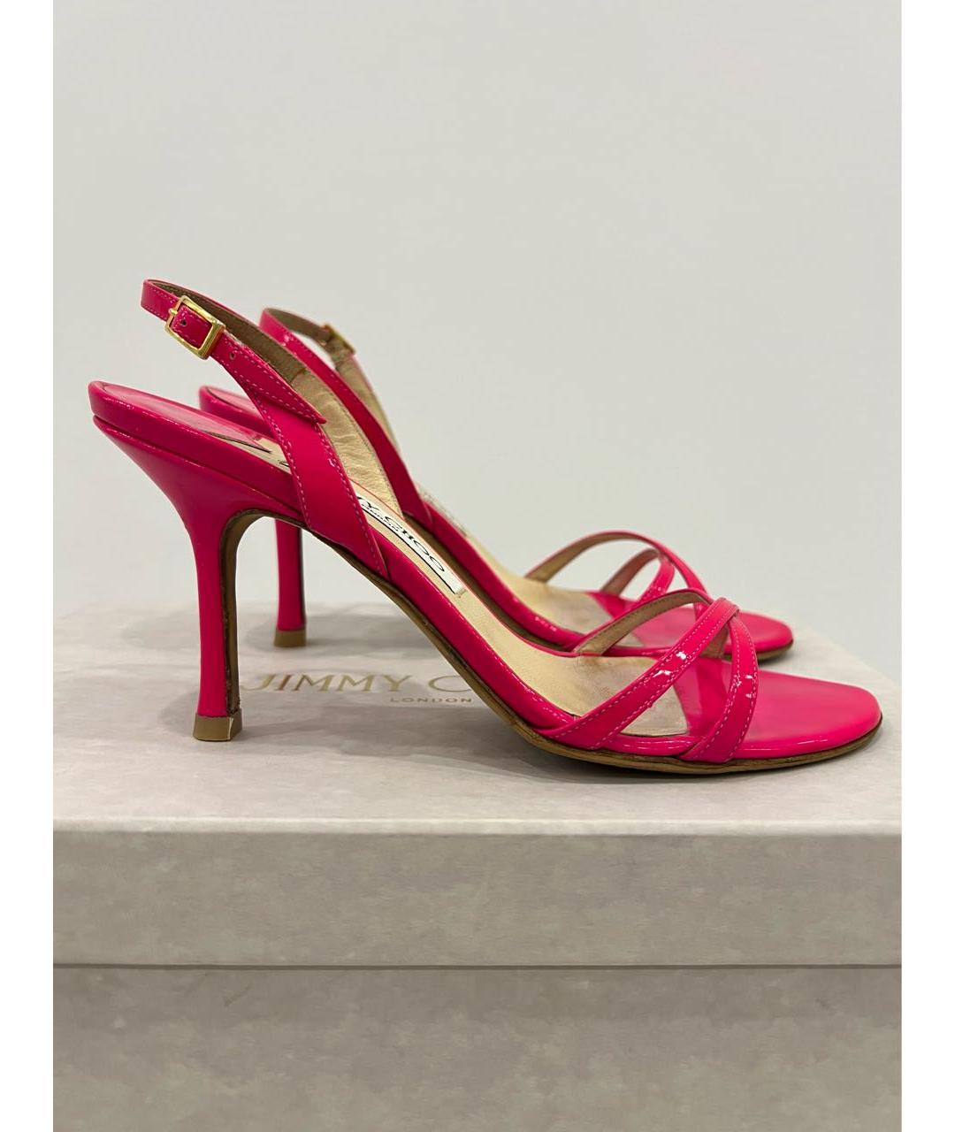 JIMMY CHOO Розовые босоножки из лакированной кожи, фото 2