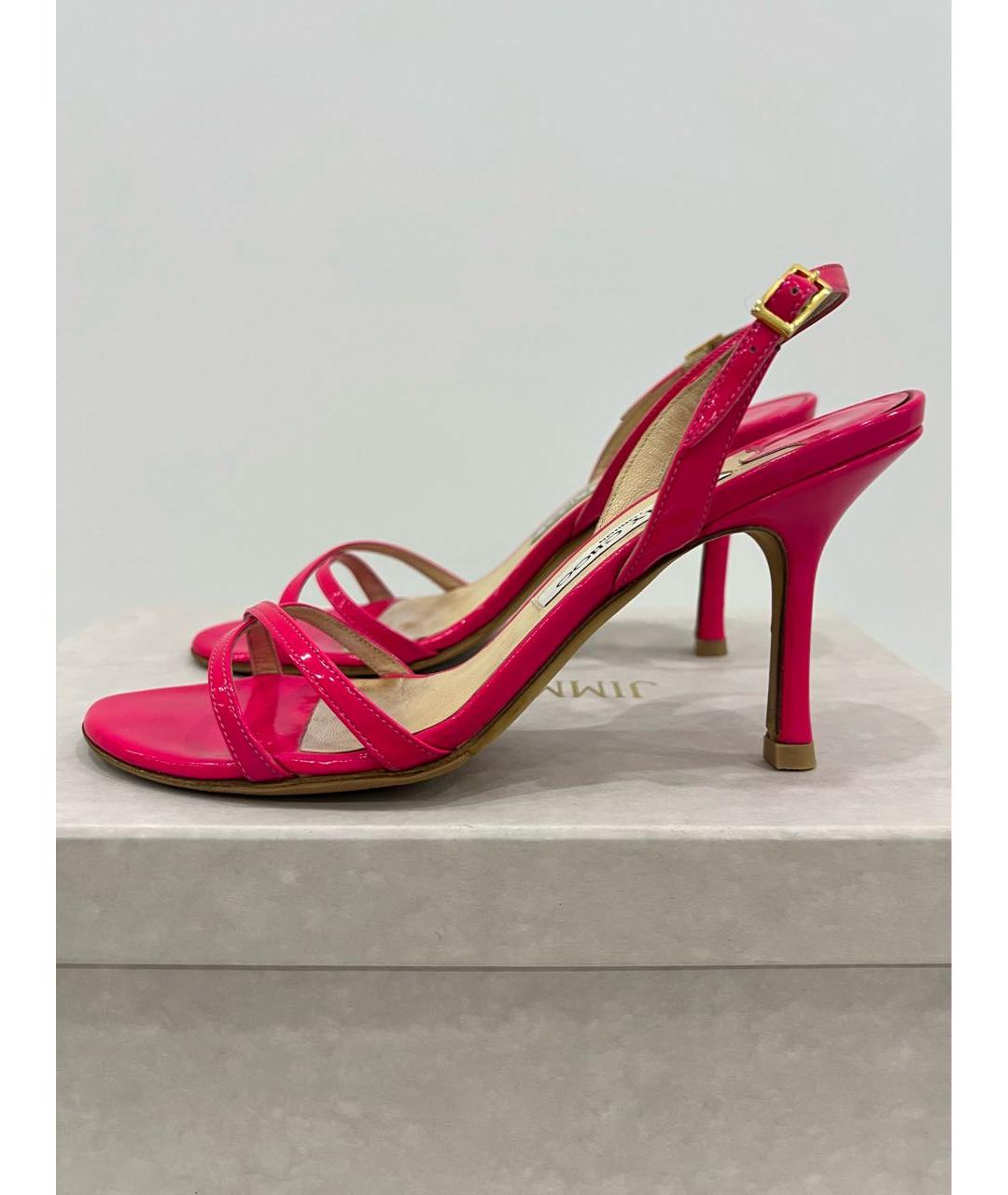 JIMMY CHOO Розовые босоножки из лакированной кожи, фото 4