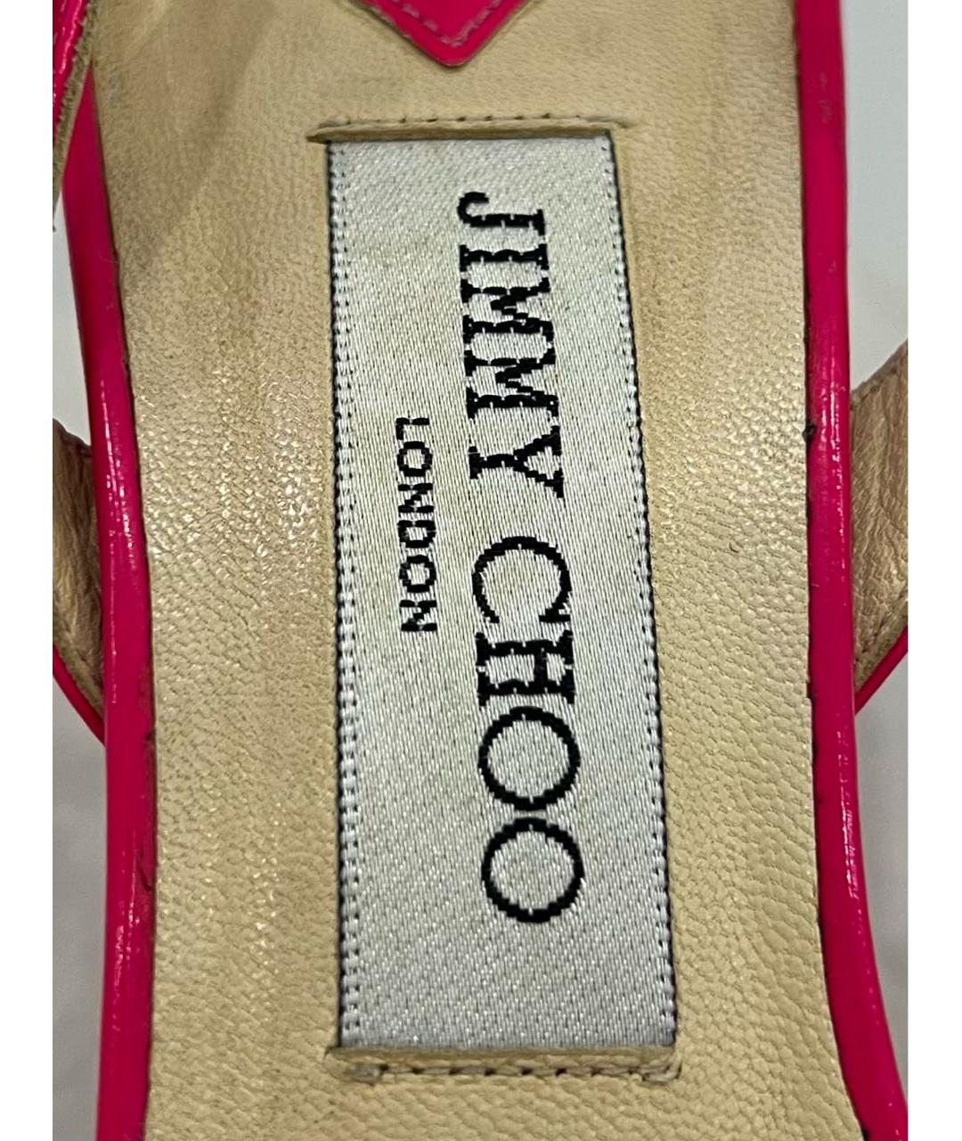 JIMMY CHOO Розовые босоножки из лакированной кожи, фото 6