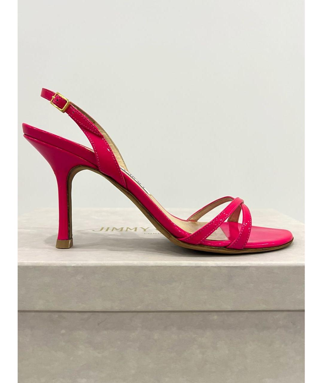 JIMMY CHOO Розовые босоножки из лакированной кожи, фото 9