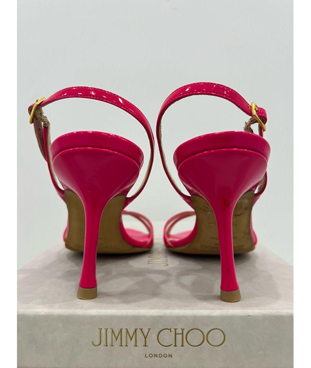 JIMMY CHOO Розовые босоножки из лакированной кожи, фото 5