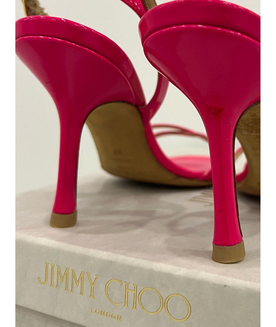 JIMMY CHOO Розовые босоножки из лакированной кожи, фото 8