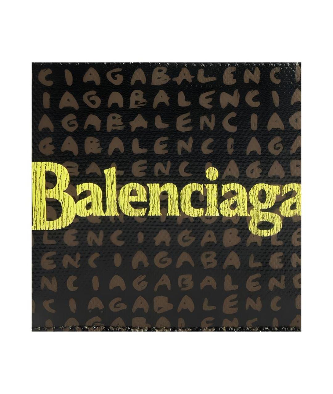 BALENCIAGA Черный кожаный кошелек, фото 5