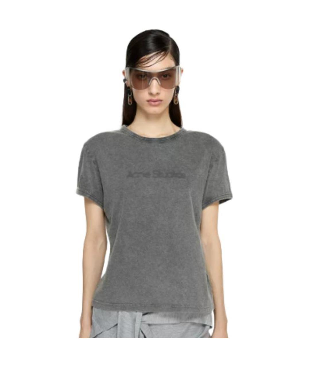 ACNE STUDIOS Серая хлопковая футболка, фото 4