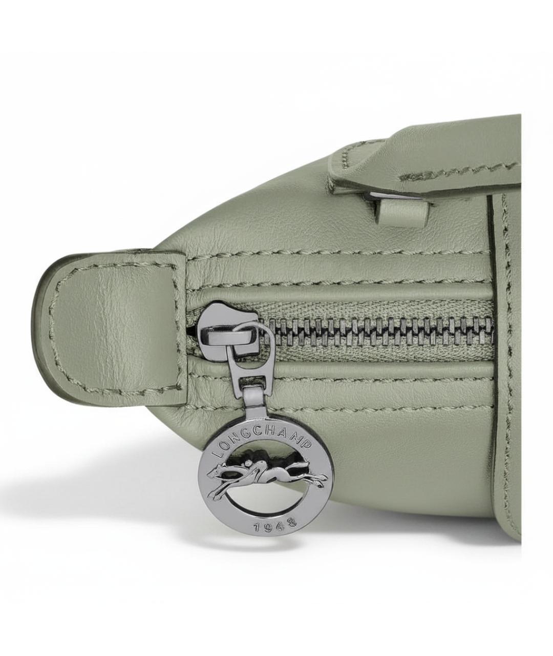 LONGCHAMP Салатовая кожаная сумка с короткими ручками, фото 5
