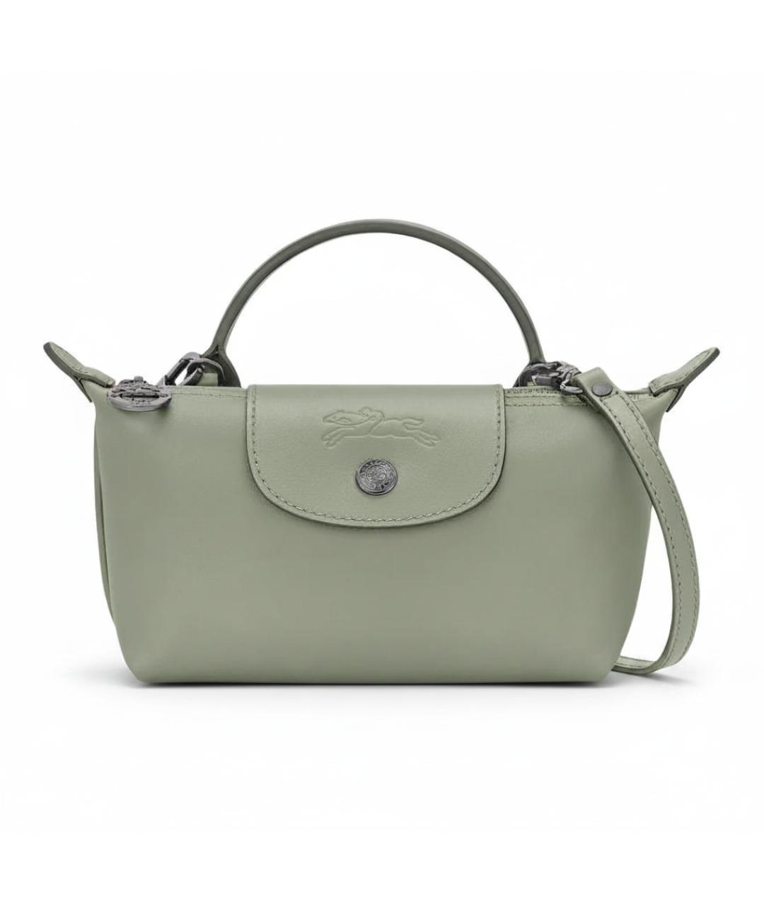 LONGCHAMP Салатовая кожаная сумка с короткими ручками, фото 1