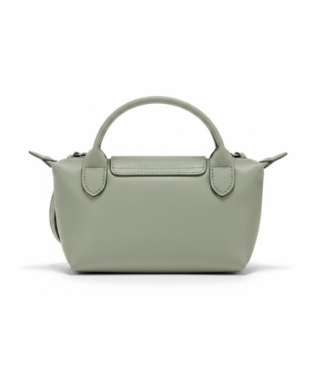 LONGCHAMP Салатовая кожаная сумка с короткими ручками, фото 3