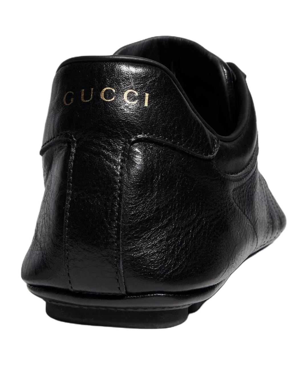 GUCCI Черные кожаные низкие кроссовки / кеды, фото 5