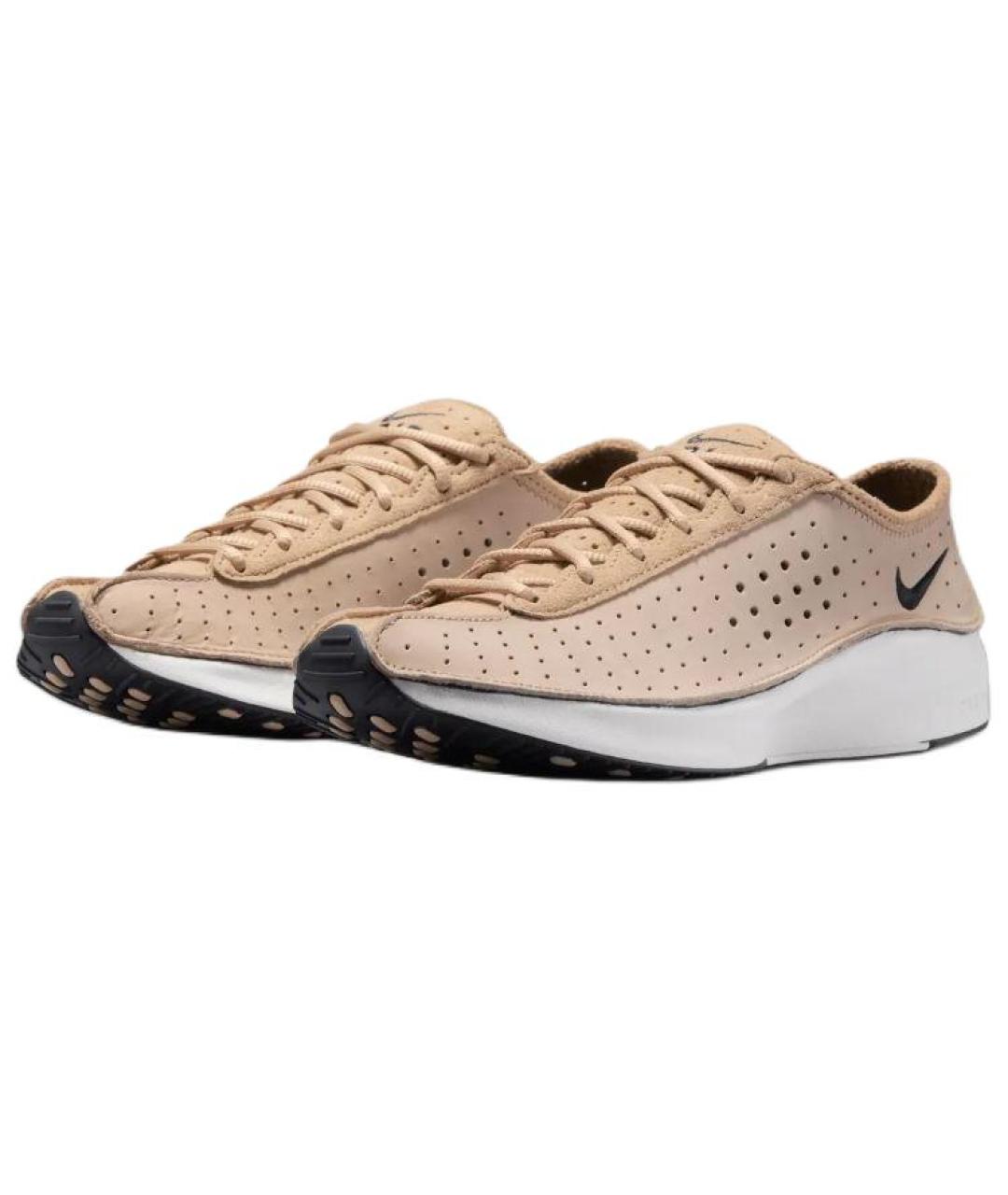 NIKE Бежевые кожаные кроссовки, фото 3