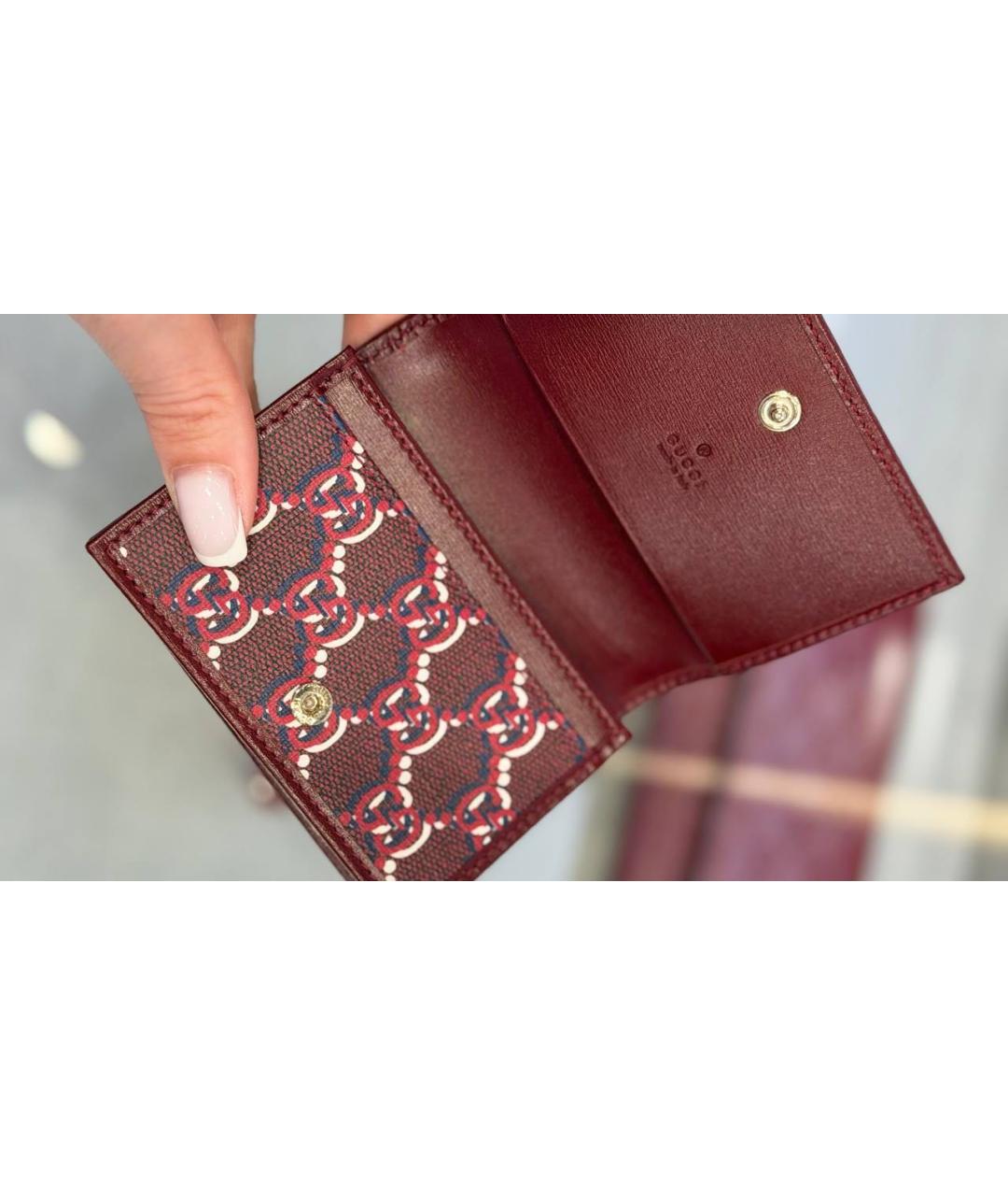 GUCCI Бордовый кожаный кардхолдер, фото 8
