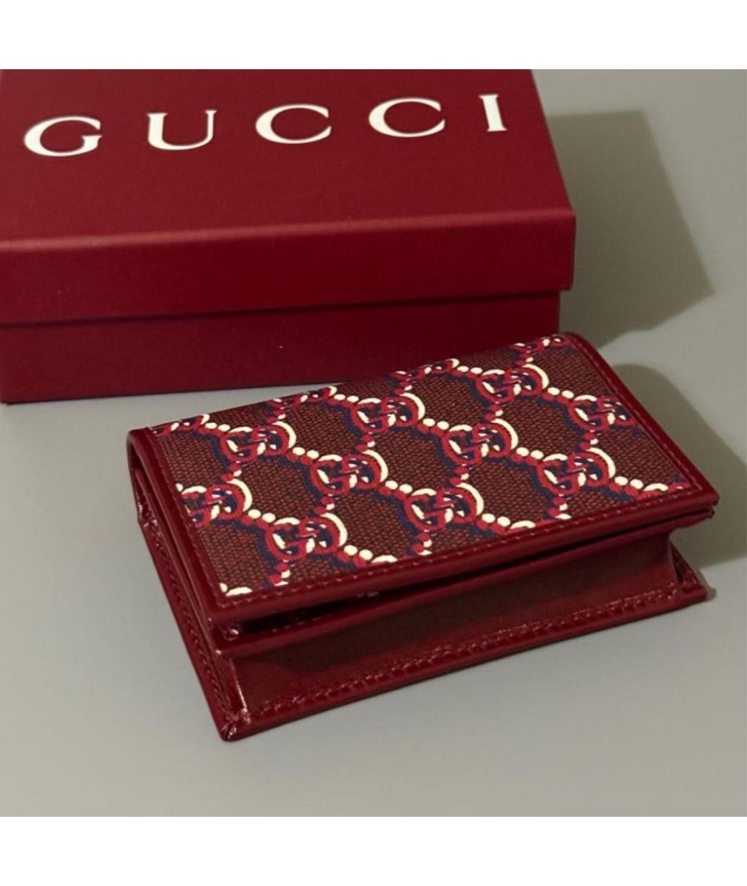 GUCCI Бордовый кожаный кардхолдер, фото 7
