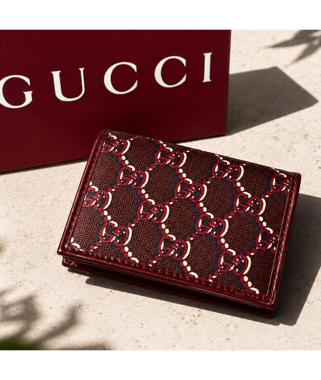 GUCCI Бордовый кожаный кардхолдер, фото 2