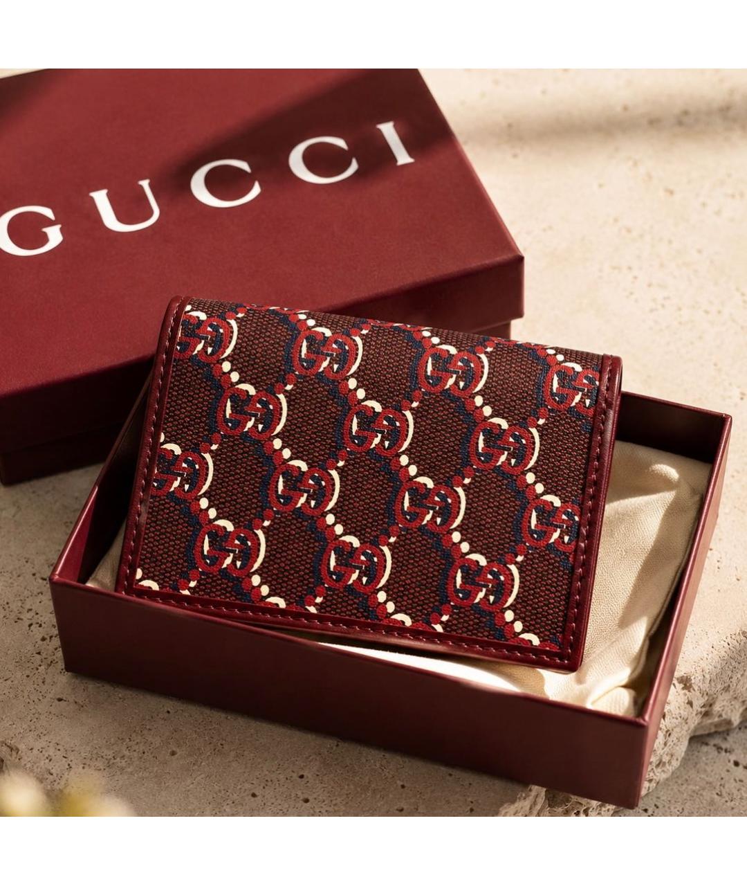 GUCCI Бордовый кожаный кардхолдер, фото 6