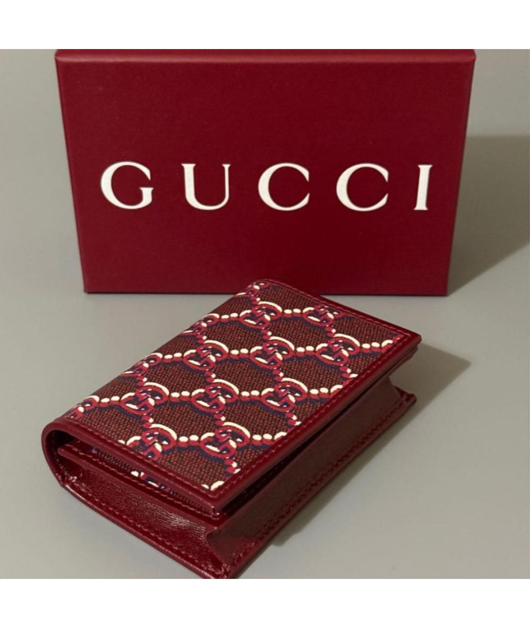 GUCCI Бордовый кожаный кардхолдер, фото 3