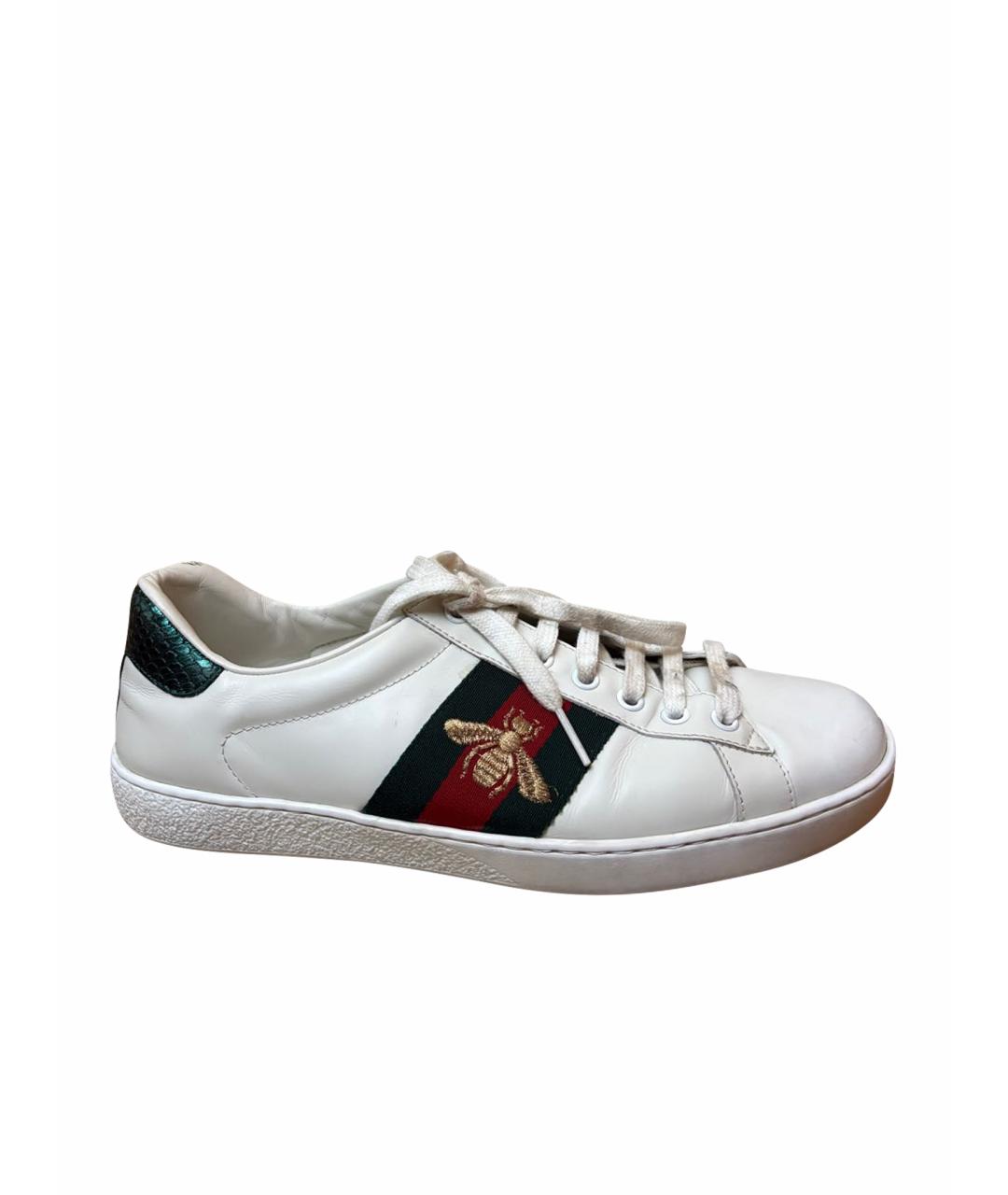 GUCCI Белые кожаные низкие кроссовки / кеды, фото 1