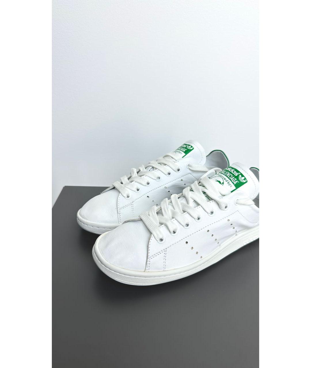 BALENCIAGA Белые кожаные низкие кроссовки / кеды, фото 3