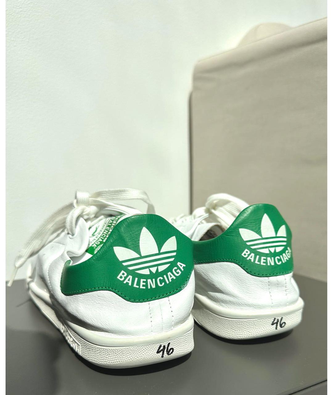 BALENCIAGA Белые кожаные низкие кроссовки / кеды, фото 7