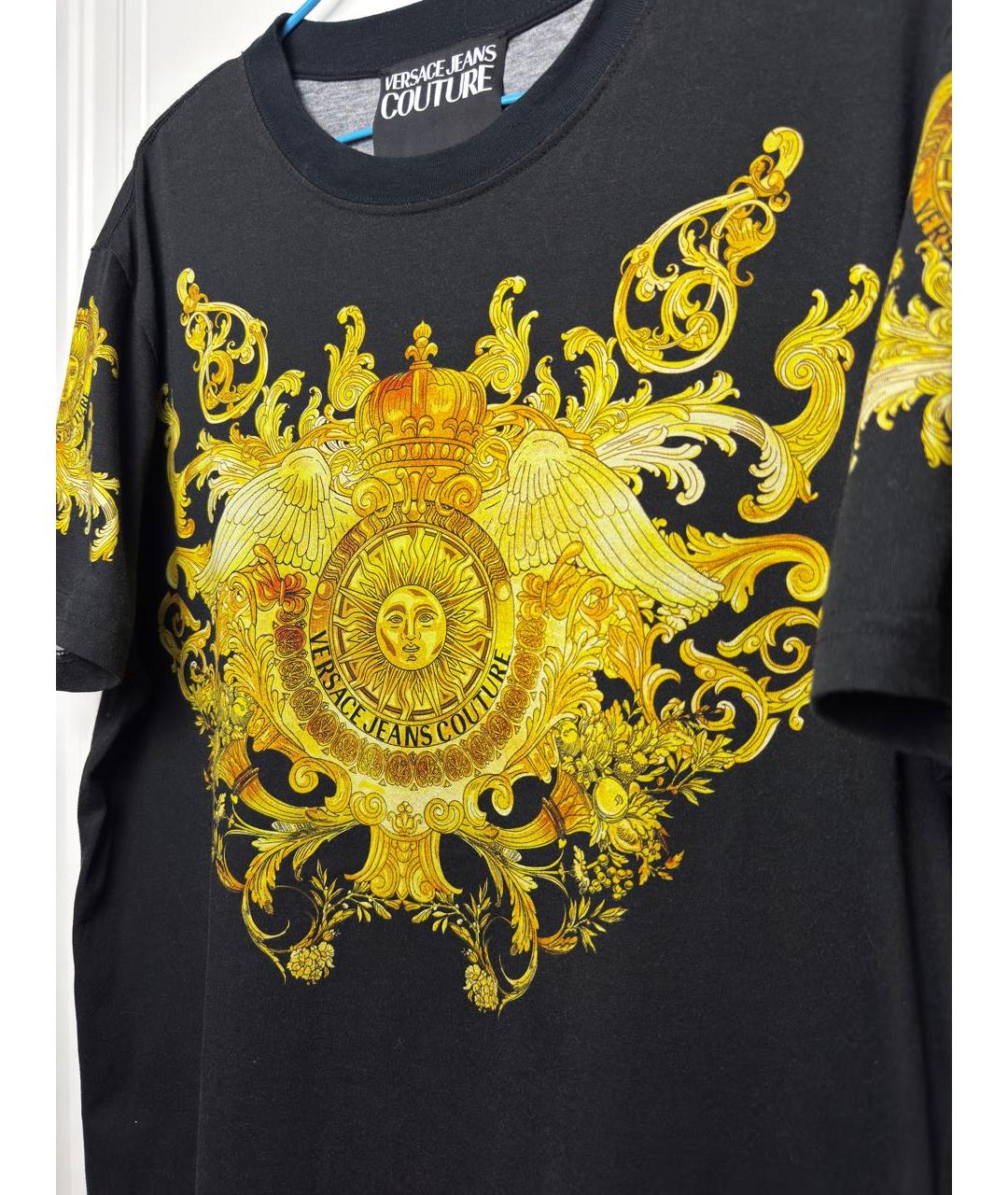 VERSACE JEANS COUTURE Черная хлопковая футболка, фото 2