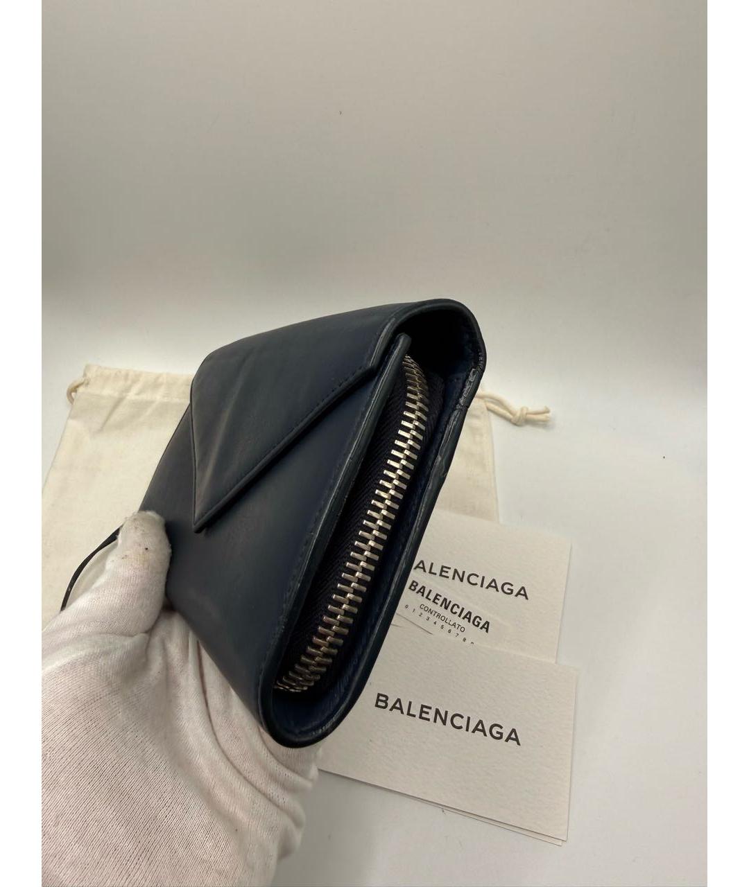 BALENCIAGA Синий кожаный кошелек, фото 4
