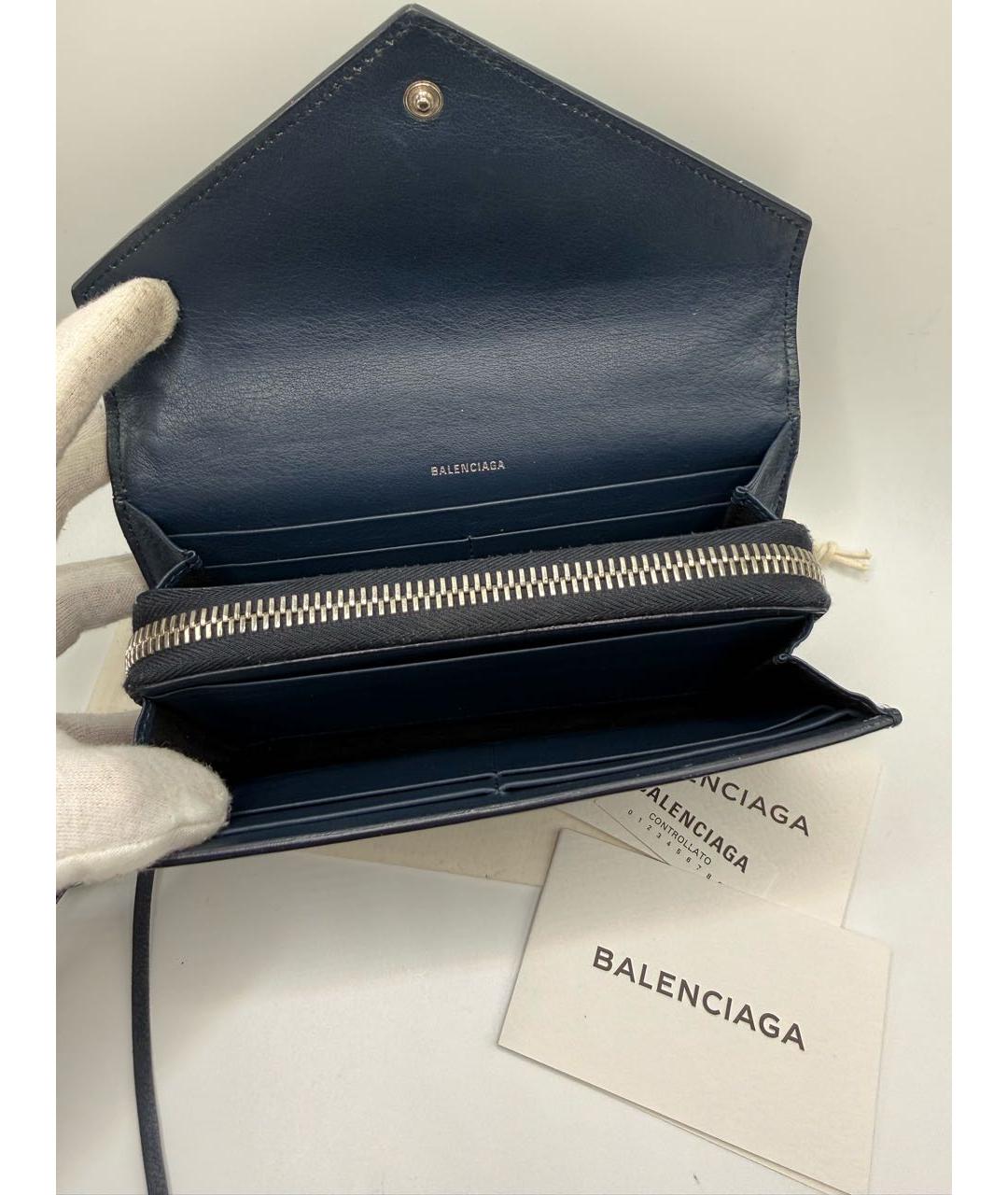 BALENCIAGA Синий кожаный кошелек, фото 5