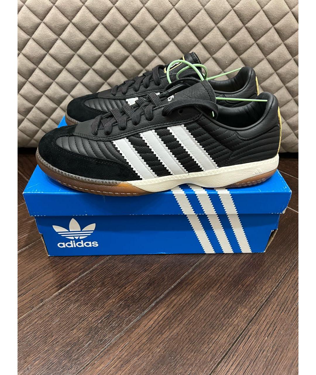 ADIDAS Черные кожаные низкие кроссовки / кеды, фото 2